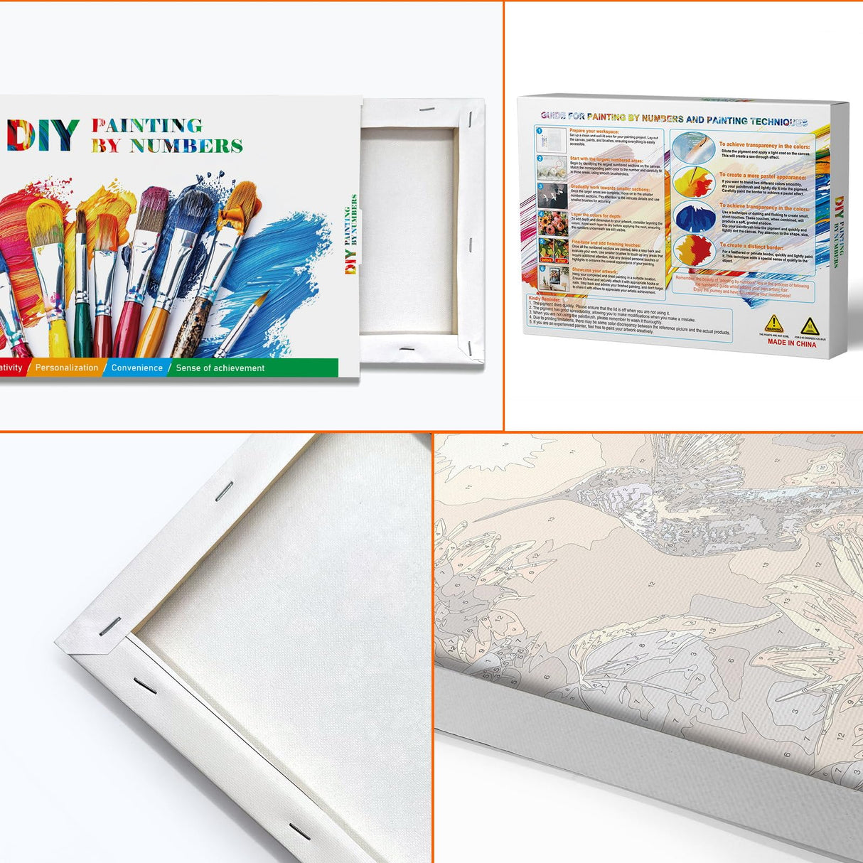 JOOZ Paint by Numbers Kit for Adults with Frame, Hummingbird Paint by Number with Easel, DIY Hummingbird Oil Painting by Numbers, Adult Paint by Number Kits Framed Canvas for Wall Decor 8x12 Inch JOOZ