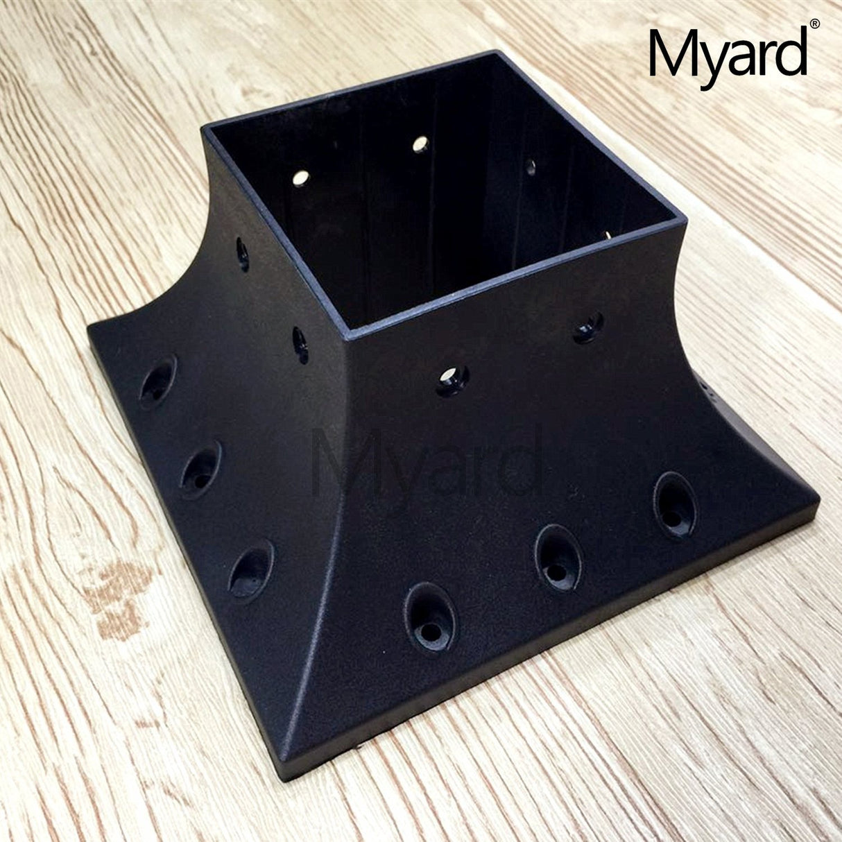 PNP114040 Myard 4x4 Post Base Cover (Actual 3.5x3.5 Inches) Post Skirt Flange with Stainless Steel Screws, Post Bracket for Deck Porch Handrail Railing Support Trim Post Anchor (Qty 2, Black) Myard