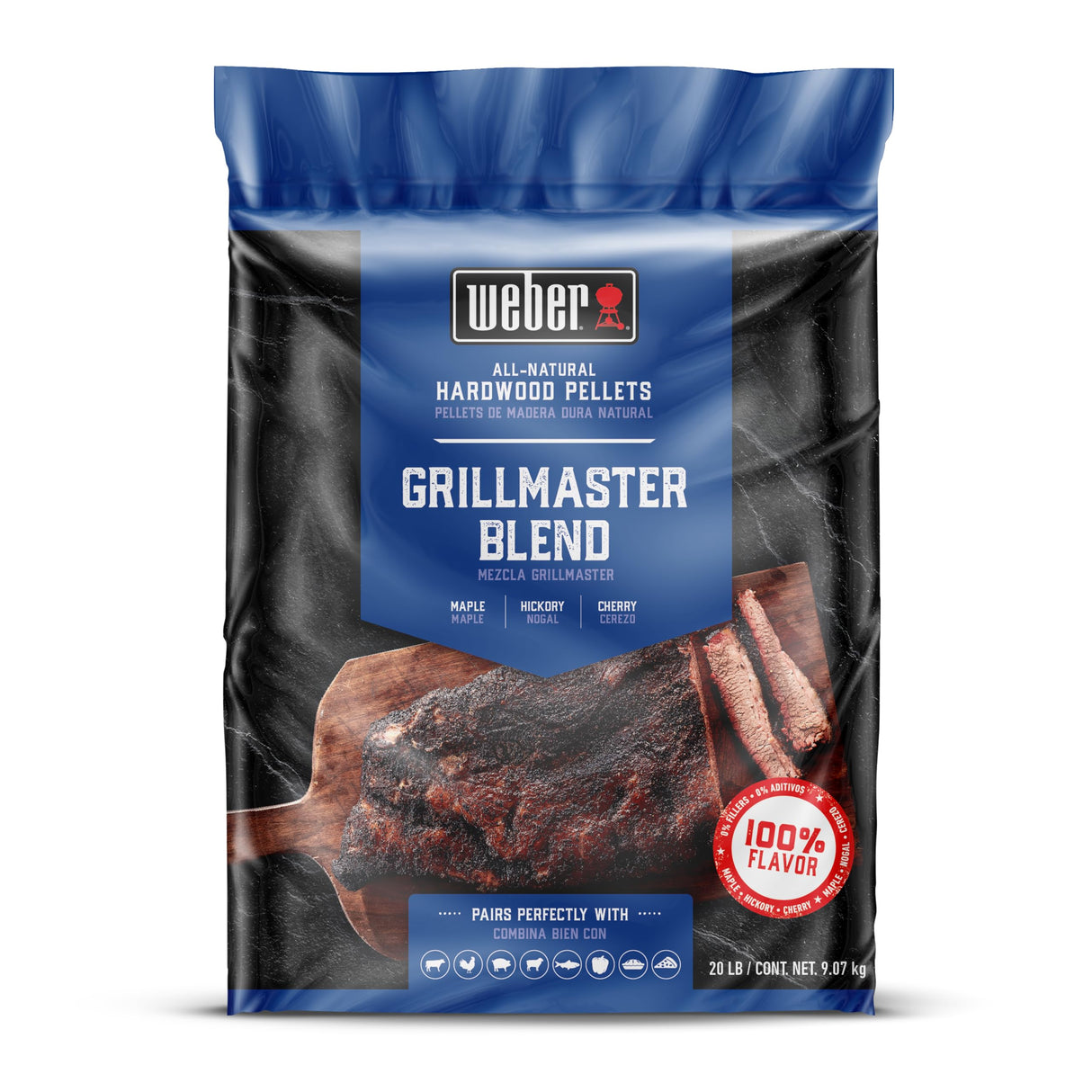 Weber Grillmaster Blend All-Natural Hardwood Pellets for Wood Pellet Grills, 20 lb Bag Weber