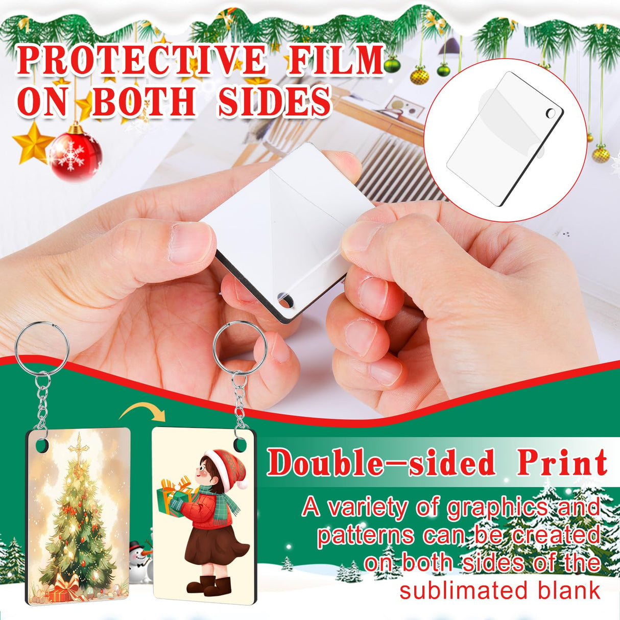 JNENERY Sublimation Keychain Blanks Bulk, 180PCS Rectangle Sublimation Blanks, MDF Keychain Blank Double Sided with Key Rings and Tassels for DIY Crafting JNENERY