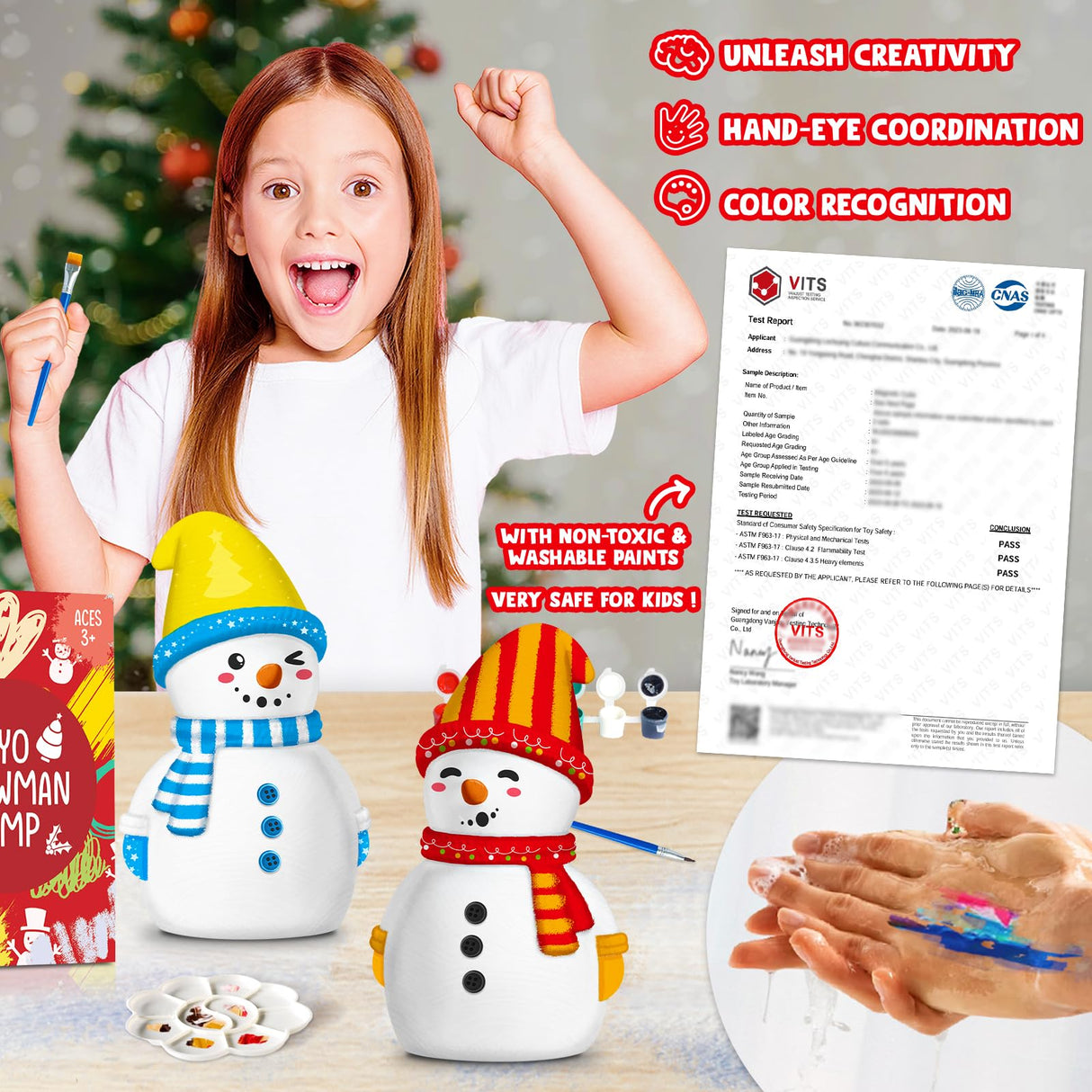 Christmas Crafts for Kid Adult, DIY Snowman Figurines, Art & Craft Supplies Painting Kits, Paint Your Own Lamp DIY Gift for Christmas Activities for Toddler Gril Boy Age 3 4 5 6 7 8 9 10 11 12 13 FUNZBO