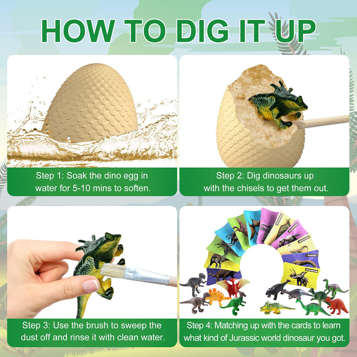 EARTH'SCODE Dinosaur Eggs Excavation Dig Kit, 12 Dino Egg with 12 Cute Unique Dinosaurs Inside Toys for Best Holiday & Birthday Archaeology Science STEM Crafts Gifts for Kids 3-12 Years Old EARTH'SCODE