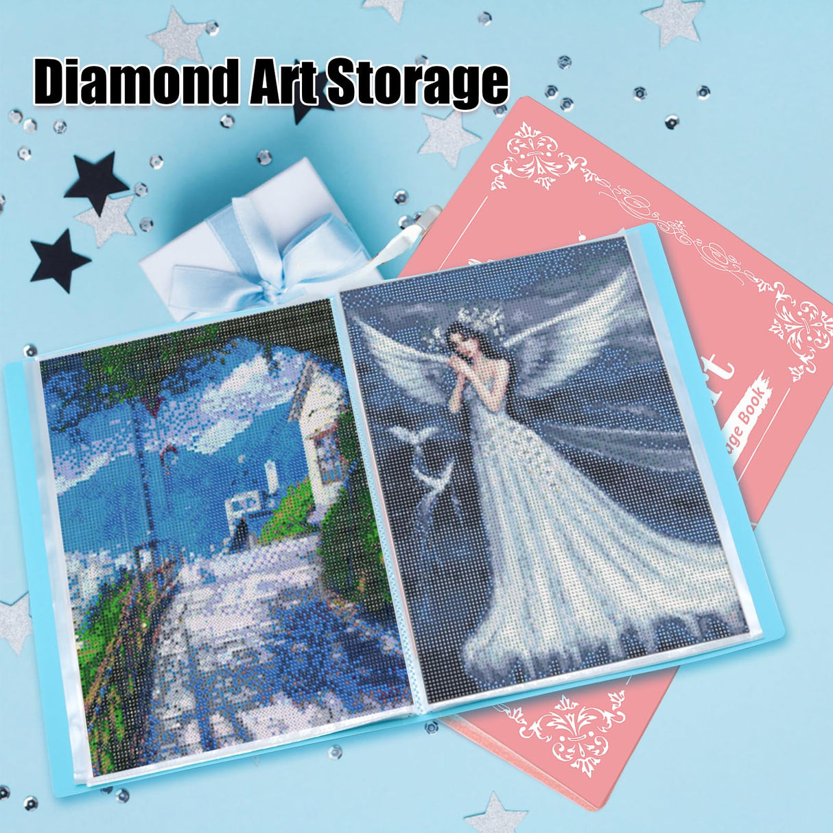 MUFEKUM 2 Pack A3 Storage Book for Diamond Painting, Handheld Diamond Art Portfolio Folder with 30 Pocket, Diamond Art Storage Book for 12”x16” Diamond Painting Photo Picture MUFEKUM