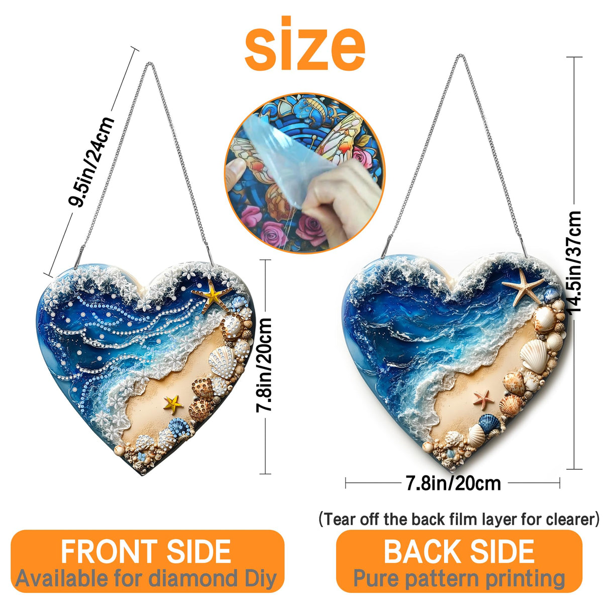 Ginfonr Diamond Painting Kits Hanging Pendant, Beach Diamond Art Kits for Adults, Special Shaped Rhinestone Mother's Day Gift Diamond Art, Double Sided Summer Decor for Garden Window (8 x 8inch) Ginfonr