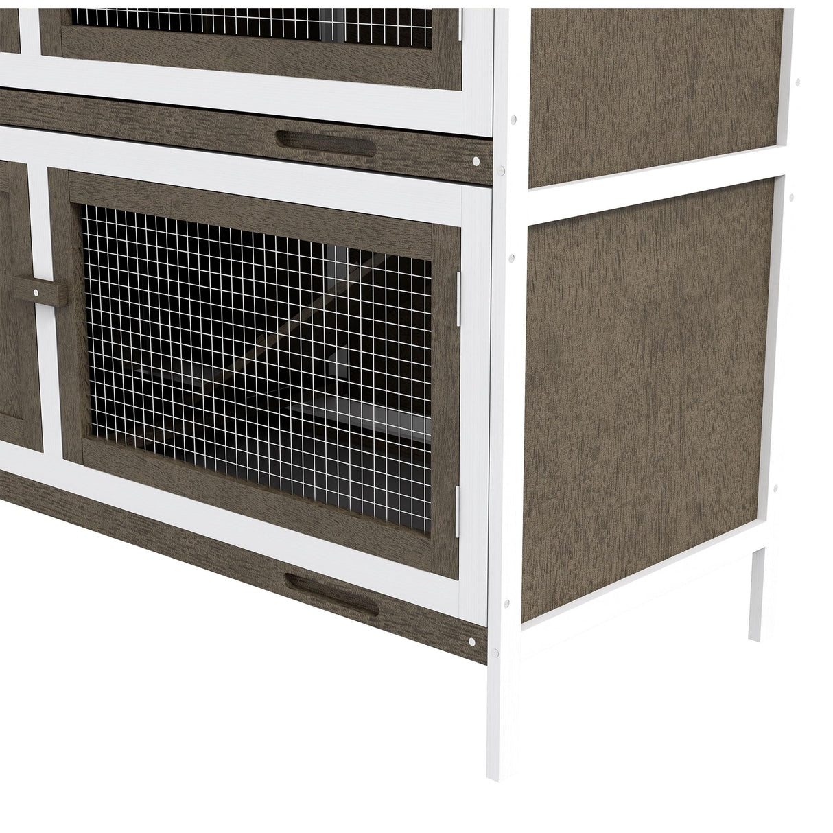 PawHut Wooden Bunny Rabbit Hutch, Small Animal Habitat with Ramp, Removable Tray & Weatherproof Roof, Indoor/Outdoor, Brown PawHut