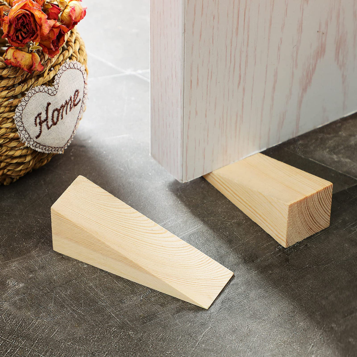 6 Pcs Wooden Door Stopper Wedge Non Slip Firefighter Wood Door Stopper Wedge for Most Surfaces Solid Block Amyhill