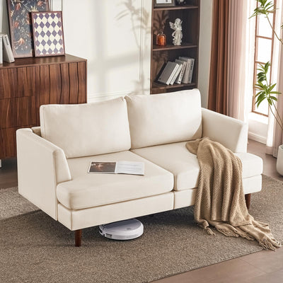 Furnimart Loveseat Sofa 66" W, Deep Seat Sofa for Living Room, 2-Seat Mid Century Couch, Comfy Cloud Couch with Removable Upholstered Cushion Cover, Modern Sofa for Office, Apartment, Bedroom, Beige