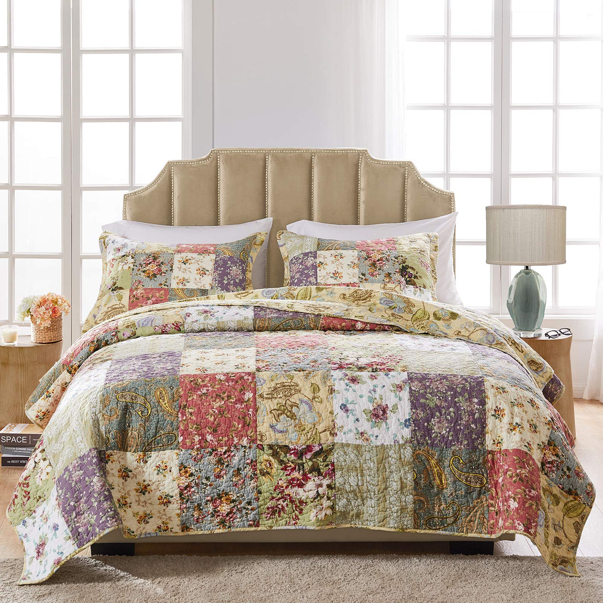 Greenland Home Blooming Prairie 100% Cotton Authentic Patchwork Quilt Set, 2-Piece Twin/Twin XL, Model:GL-0809CMST Greenland Home Fashions