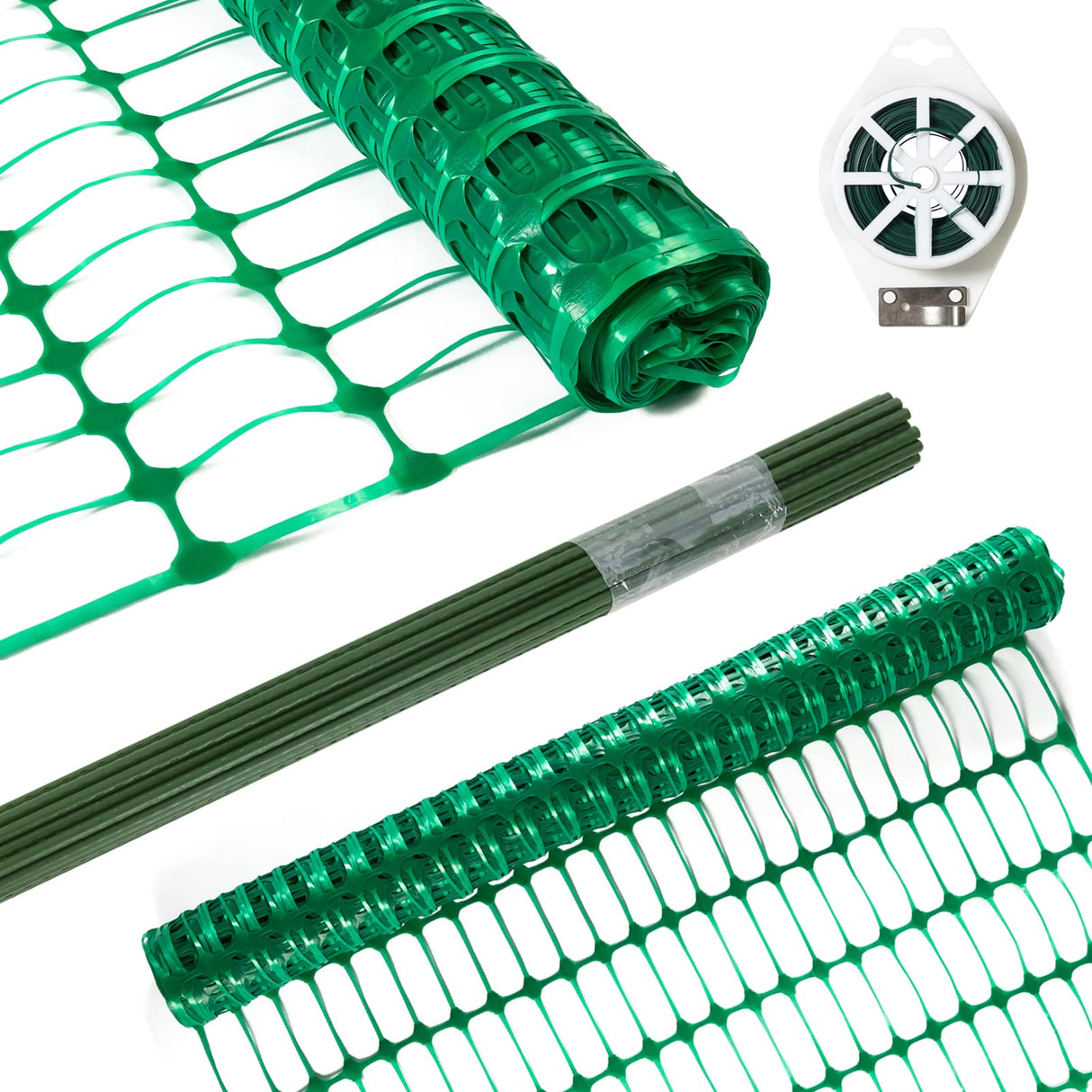 Safety Fence Plastic Mesh Fencing Roll,1 Roll with 25 Steel Stakes, Temporary Reusable Netting for Pool Fence, Garden, Construction ACTREY