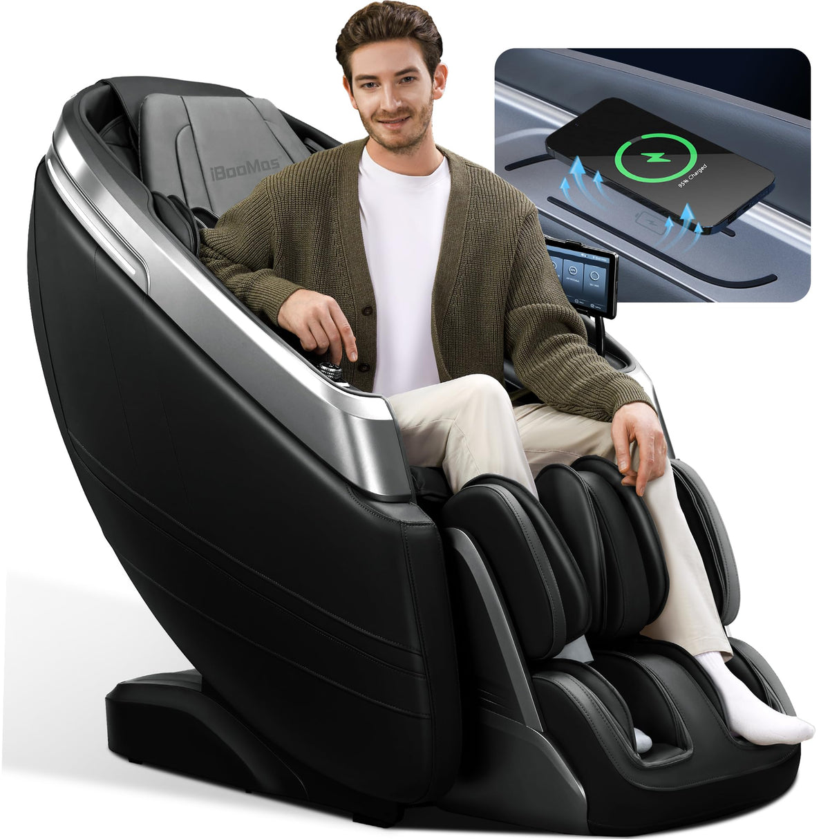 iBooMas 4D Massage Chair, Zero Gravity Massage Chair Full Body with 24 Modes,Automatic Footrest Extension,Sleep Mode,Shoulder Waist and Instep Heat,APP Control,Foot Roller,IBM-P03(Black) iBooMas