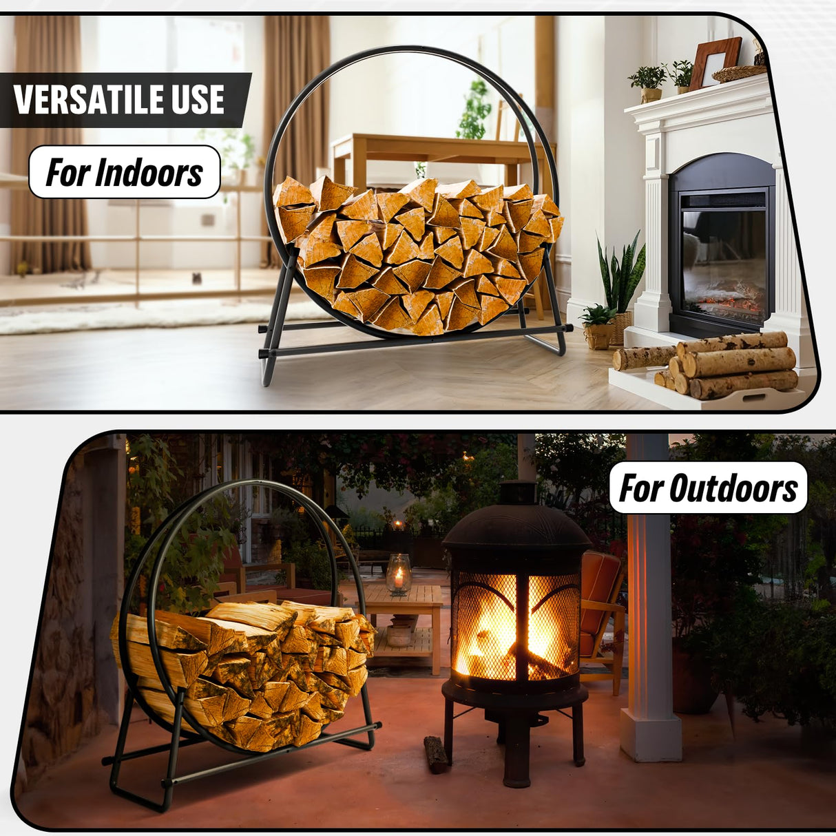 IDZO 41in Firewood Rack, 400lbs Load Capacity, Rust Resistant Steel, Black, Wood Storage IDZO