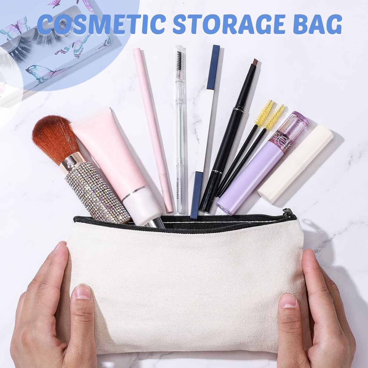 99 Pack Blank Canvas Bag Bulk DIY Craft Canvas Zipper Pouch Sublimation Blanks Canvas Makeup Bag Canvas Pouch Pencil Bag Cosmetic Travel Toiletry Storage Zipper Bag 8.3 x 5 Inch(Gray, Black, White) Colarr