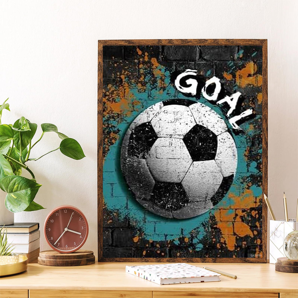 QAZWSX Diamond Painting Sports Soccer Kit for Adults Diamond Art Painting by Number Kits Gem Art Wall Home Decor 12x16 inch QAZWSX