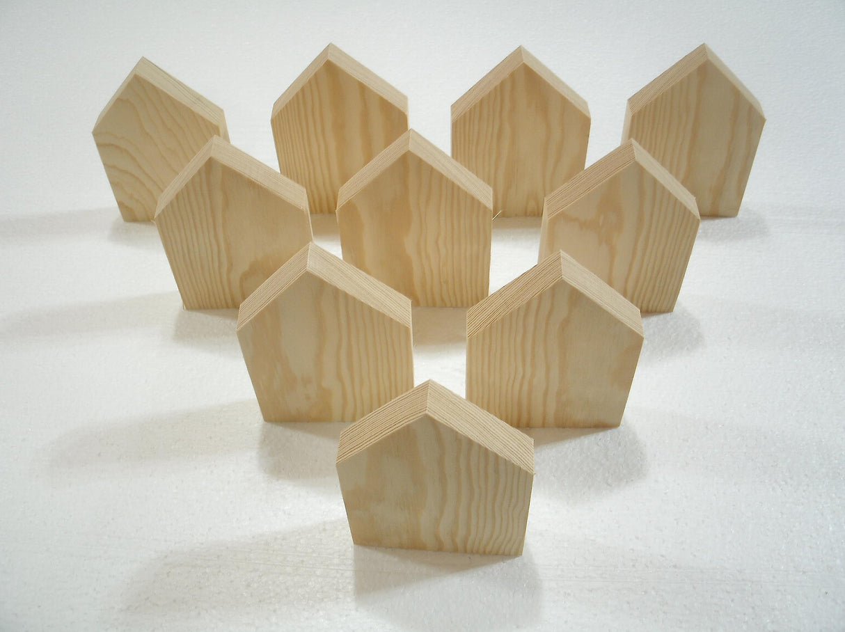 10 LARGE Unfinished wood house shapes, wooden house cutouts, wooden blocks, wooden block house, WoodArtSupply