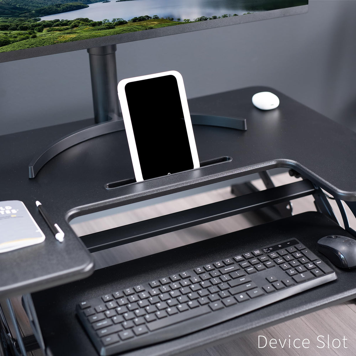 VIVO 32 inch Height Adjustable Stand Up Desk Converter, V Series, Quick Sit to Stand Tabletop Dual Monitor Riser Workstation, Black, DESK-V000VS VIVO