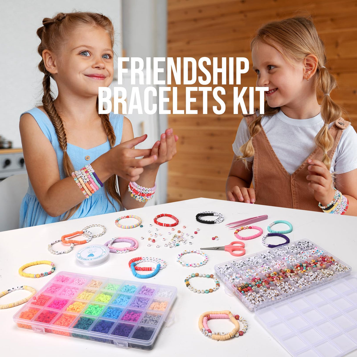 Pizooro Friendship Bracelet Kit, 28 Colors 5040 Pcs Clay Beads 1200 Pcs Letter Beads for Bracelets Making,4 Styles Round Alphabet Beads,Number Beads,Heart Beads & Pattern Beads,Jewelry Craft Kits Gift Pizooro