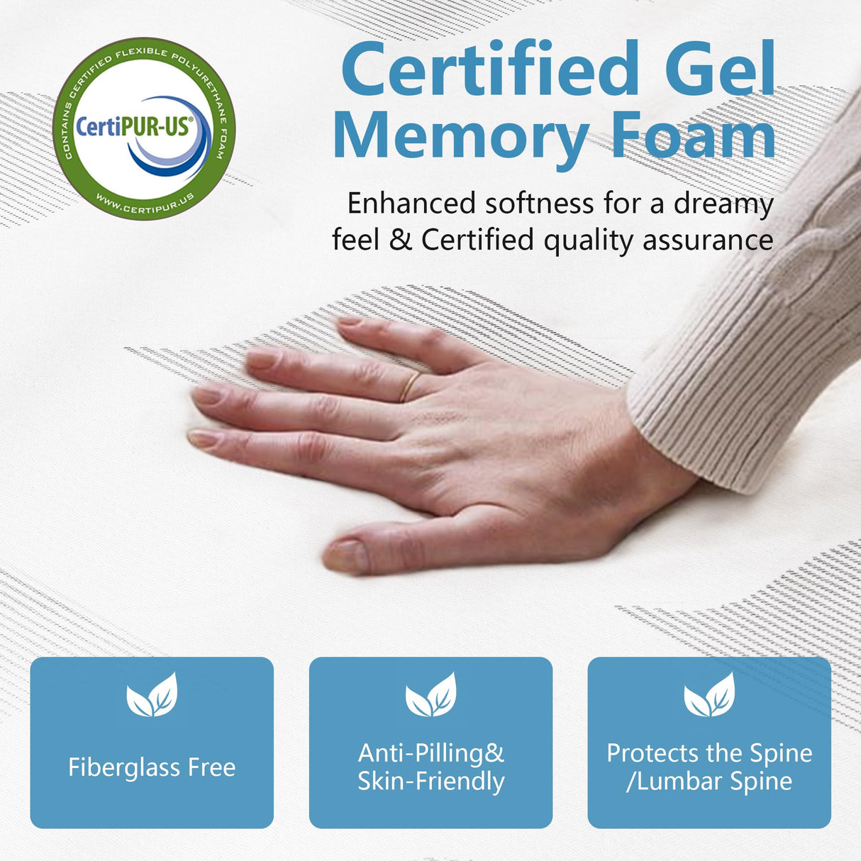 Queen Mattress 10 Inch, Cooling Gel Memory Foam Mattresses, Removable Washable Cover, Queen Size Mattress in a Box, Medium Firm, Cool Night Sleep & Pressure Relief, Made in The USA, CertiPUR-US Pamag pieeoo