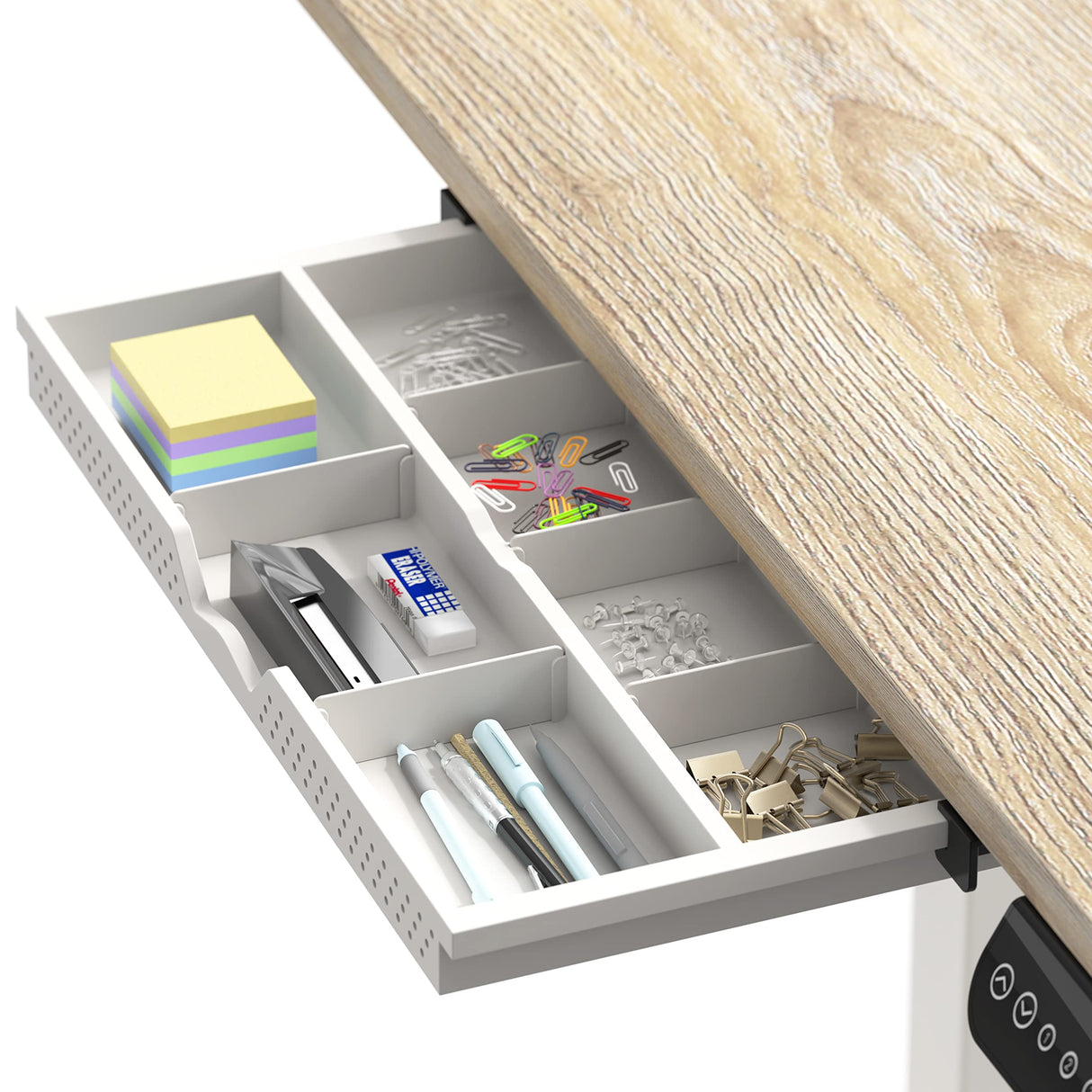 SHW Electric Height Adjustable Mobile Rolling Standing Desk Workstation, 40 x 24 Inches, Maple SHW