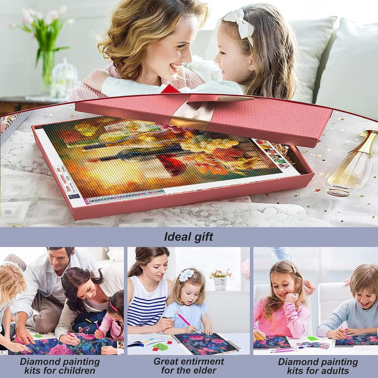 Grapes Wine Diamond Art Kits for Adults, Grapes Diamond Art Painting Kits 5D Full Drill Diamond Painting Diamond Art for Home Wall Decor 12x16 INCH Directo