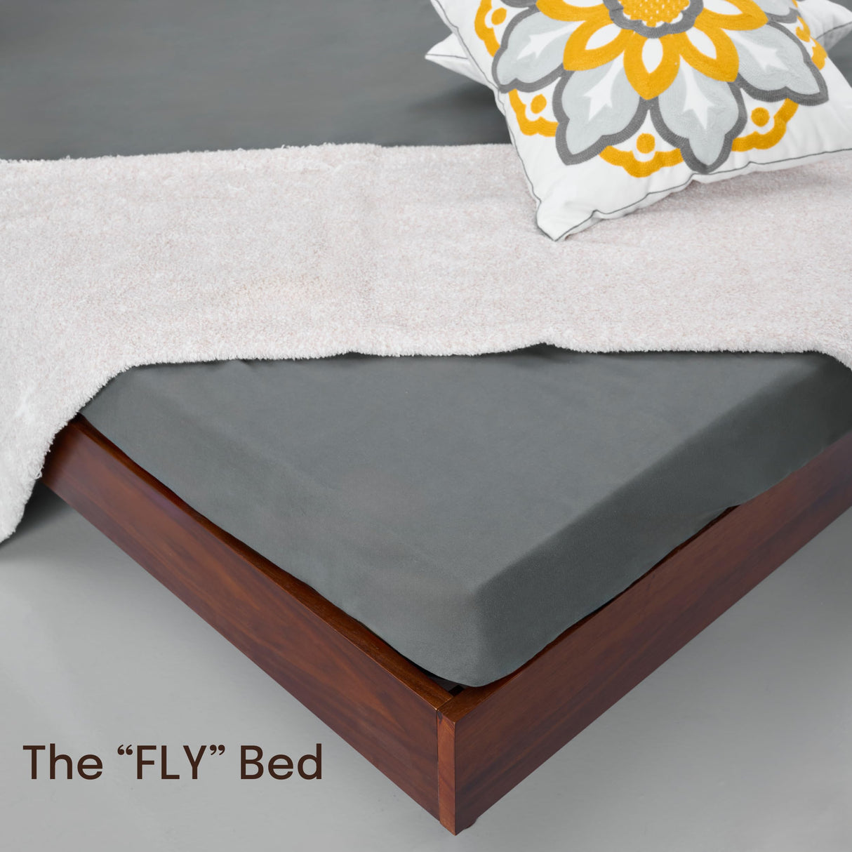 NTC Fly King Bed Frame - Dark Walnut, Modern Minimalistic Design with Silent Slats and Effortless Assembly NTC