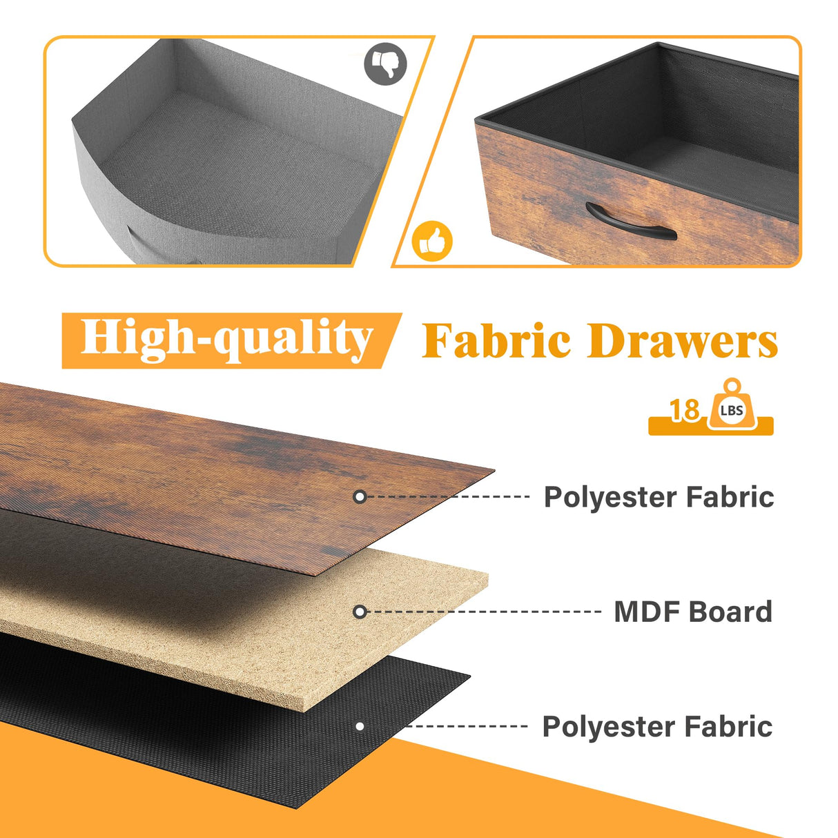 EnHomee Night Stand Set 2 with Charging Station, Tall Nightstand with 5 Drawers, LED Nightstands with USB Ports & Outlets, Night Stands with Extra Side Bag & Hooks, Side Table, Dresser, Bedroom, Brown EnHomee