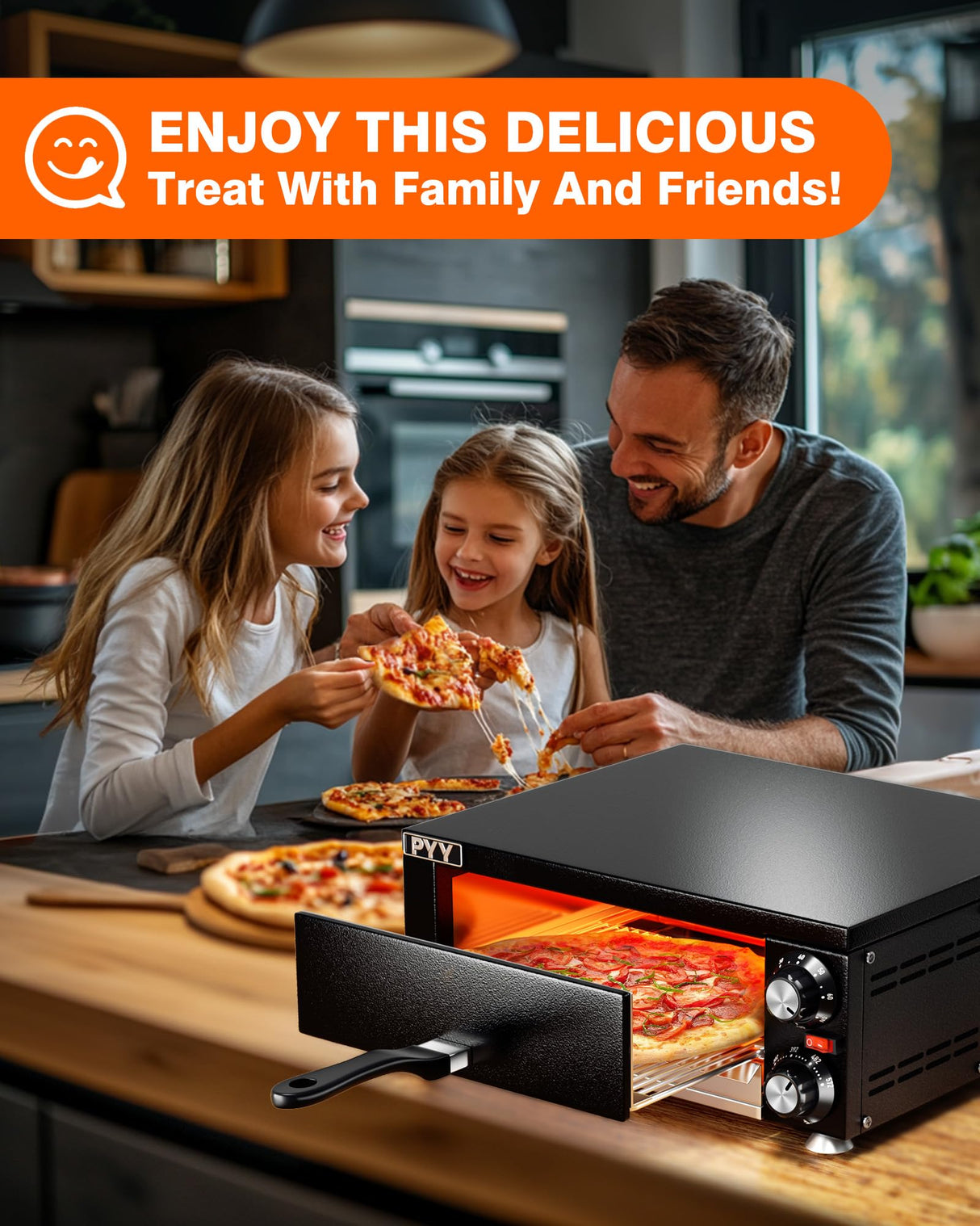 PYY Electric Pizza Oven Indoor Countertop Pizza Oven Commercial Pizza Maker Machine for Home with Timer Stainless Steel Pizza Cooker PYY