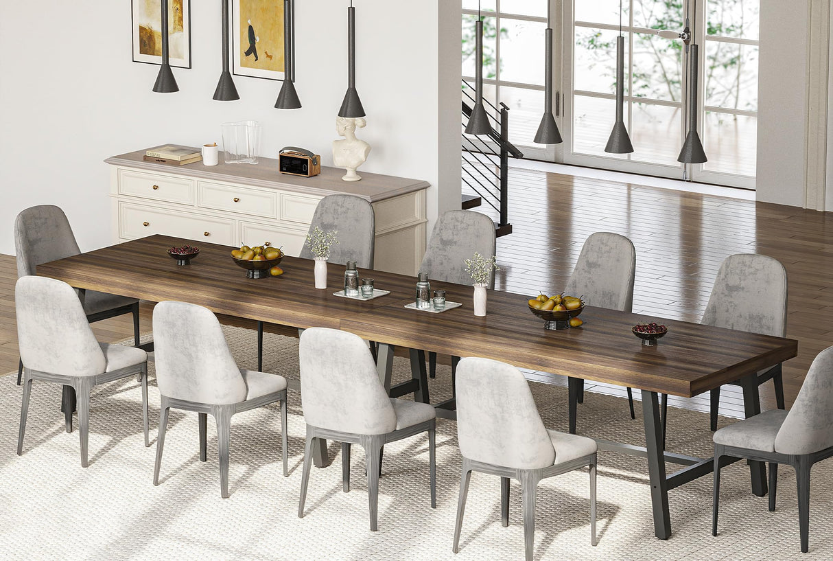 IDEALHOUSE 70 Inch Farmhouse Dining Table for 6 to 8, Large Rectangular Dinner Table for Dining Room, Home Office, Living Room,Brown IDEALHOUSE