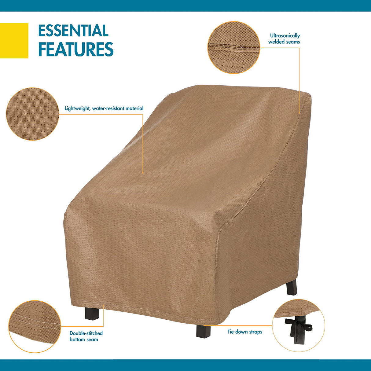 Duck Covers Essential Water-Resistant 29 Inch Patio Chair Cover, Outdoor Chair Covers Duck Covers