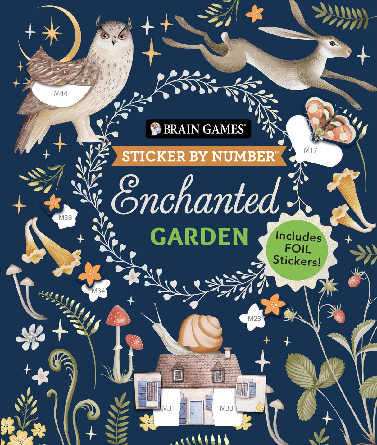 Brain Games - Sticker by Number: Enchanted Garden: Includes Foil Stickers! Brain Games