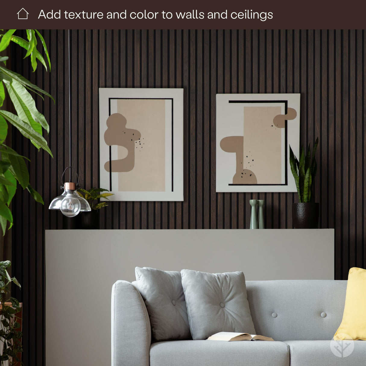 SLATPANEL Two Acoustic Wood Wall Veneer Slat Panels - Smoked Oak | 94.49” x 12.6” Each | Soundproof Paneling | Interior Sound Absorption Decor | Luxury Wood Veneer Panel | 0.78” Depth Slatpanel