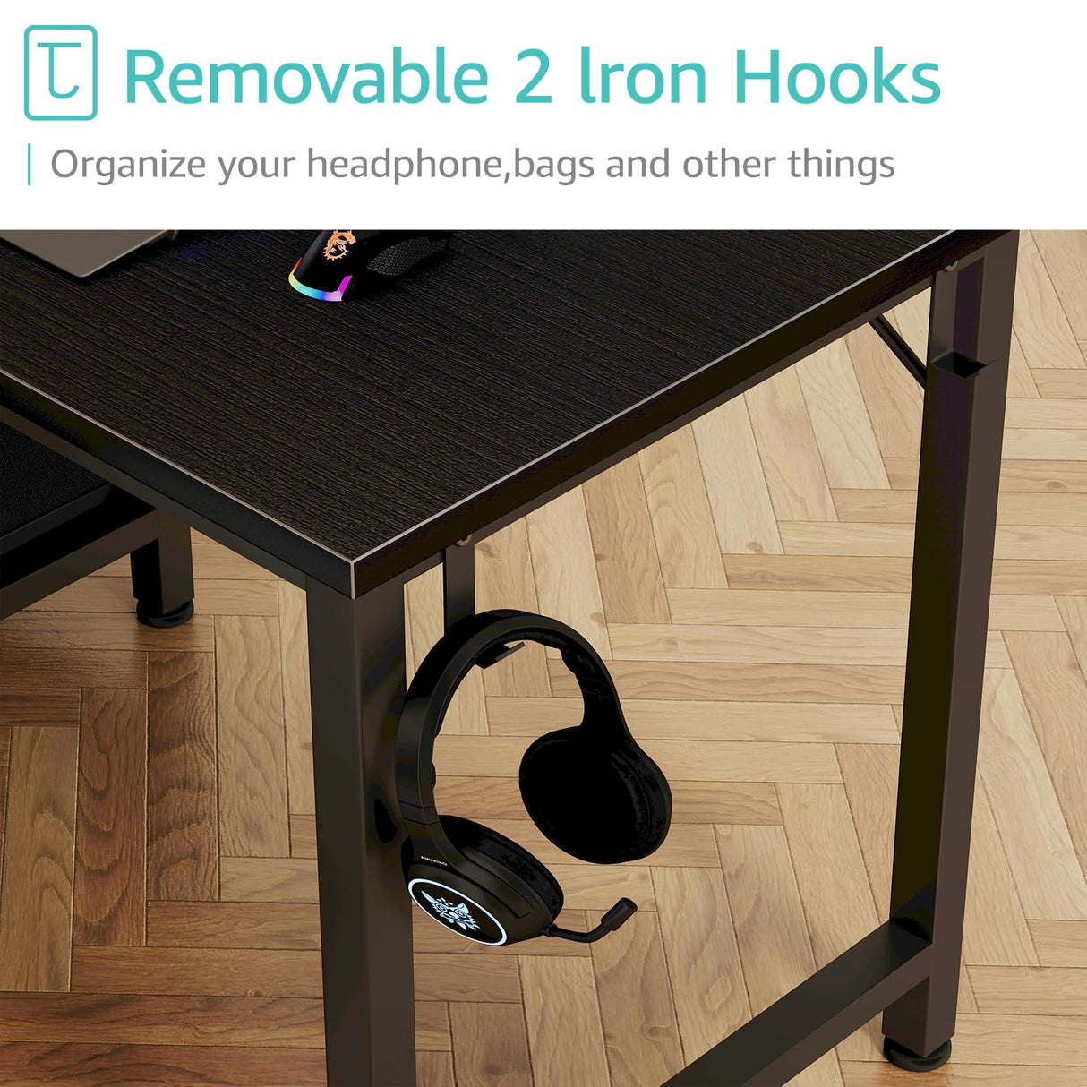 Lufeiya Small Gaming Desk with 4 Fabric Drawers, 40 Inch Kids Girls Teen Cute Study Desk for Bedroom, Work Computer Writing Table Desks for Small Space Home Office, Black Lufeiya