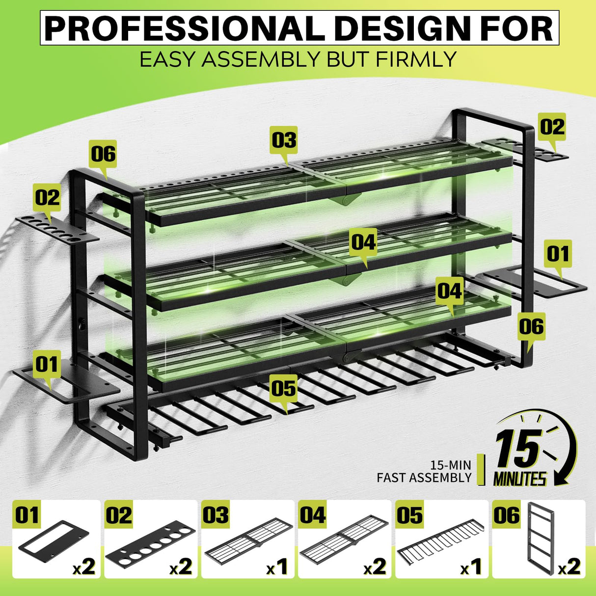 Large Power Tool Organizer Wall Mount, Garage Storage Cordless Tool Organizer with Screwdriver Holder, Heavy Duty Metal Storage Rack with 8 Drill Holder 4 Layer, Gifts for Men Who Have Everything Hipidian