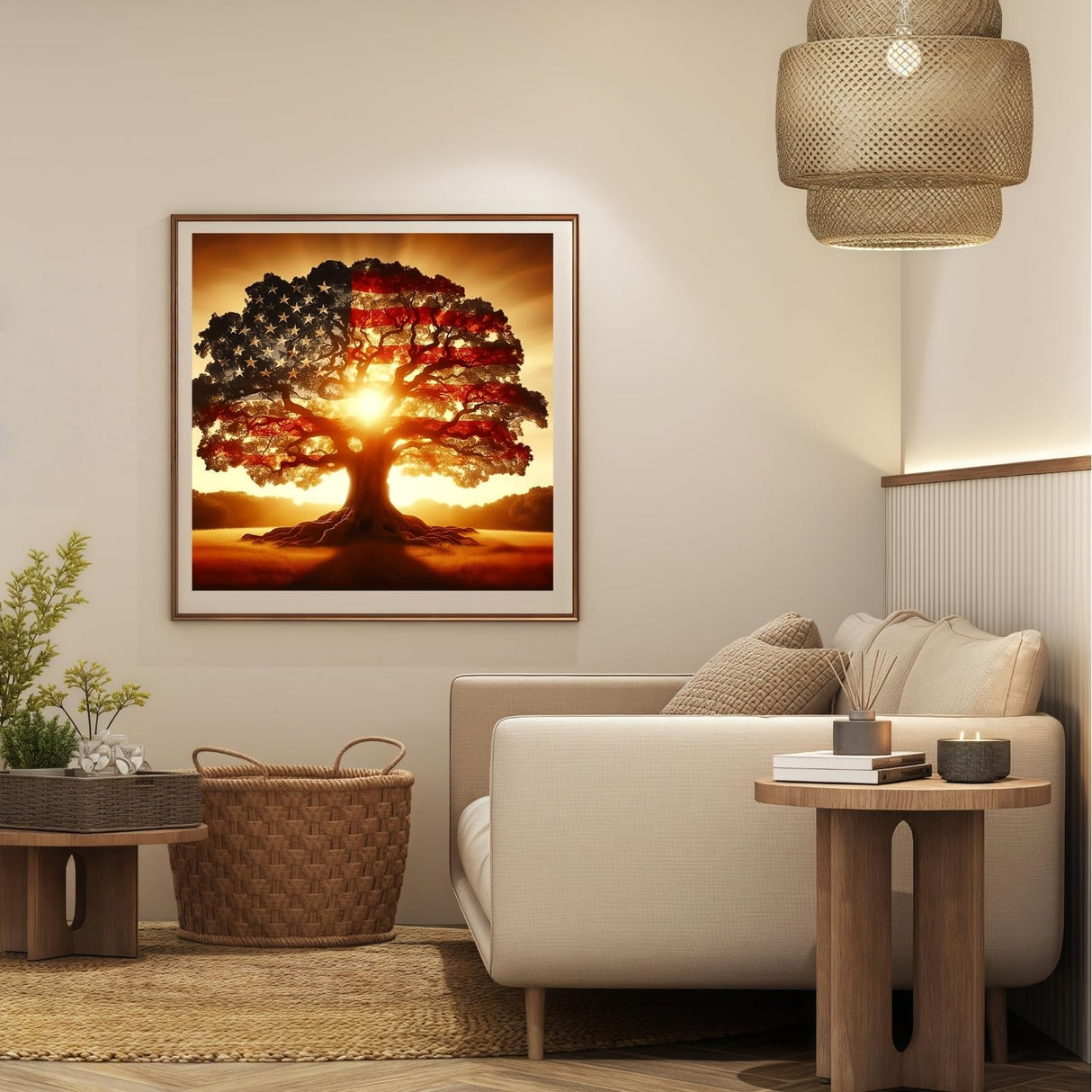 CSZPPQAF 5D Diamond Painting Kits for Adults, Tree of Life Diamond Art Kits for Adults Beginner, DIY American Flag Full Drill Round Diamond Dots Gem Art for Home Decor 13.7x13.7 Inch CSZPPQAF