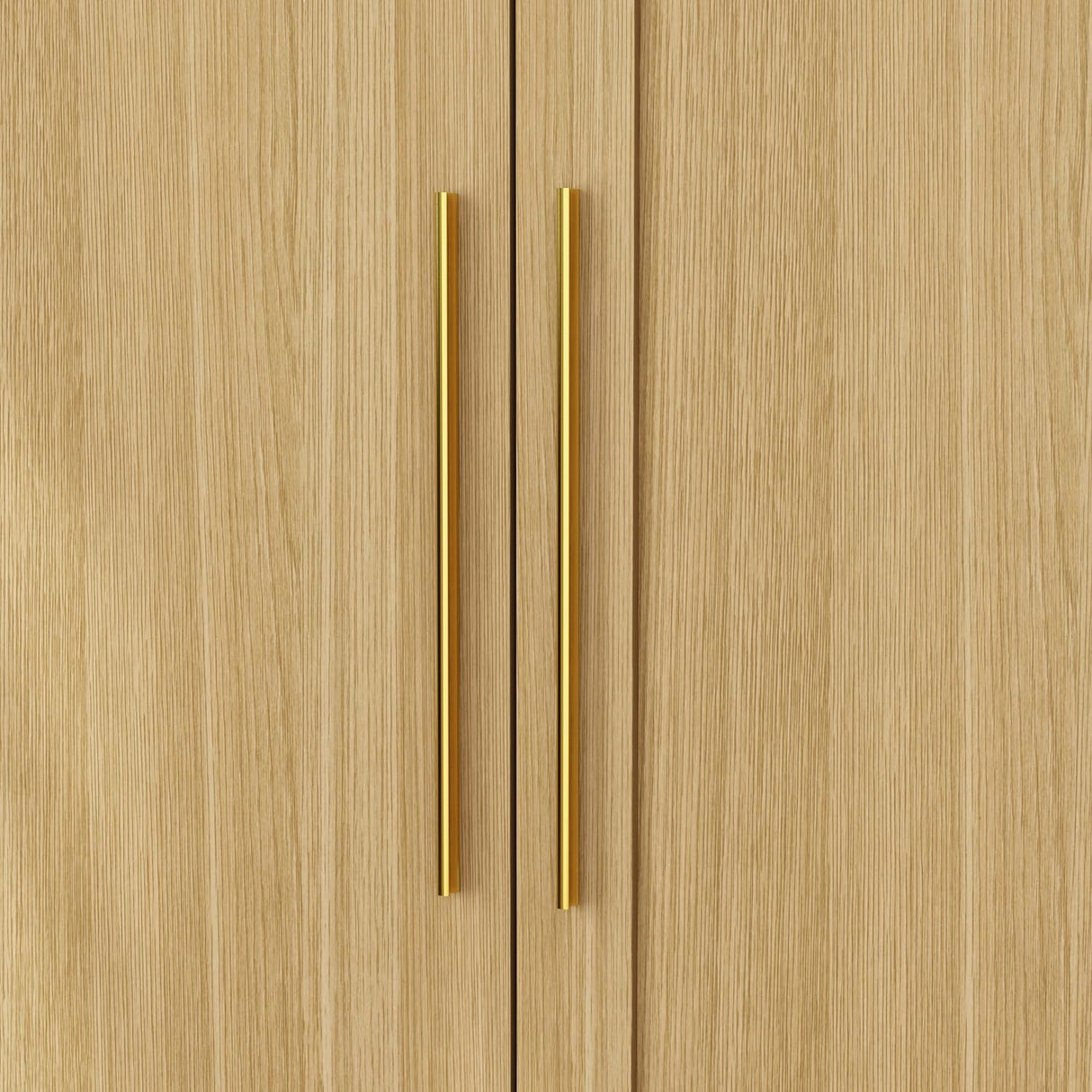 TAMUNE Wardrobe Closet with Mirror, 3 Door Wardrobe with Hanging Rod, 4 Drawers, Shelves, Modern Bedroom Armoire with Gold Handle, Oak Clothes Cabinet, 20.5”D x 47”W x 86.7”H TAMUNE