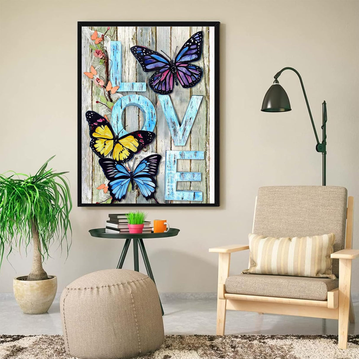 DIY Butterfly Diamond Painting Art Painting Kits for Adults Beginner, 5D Love Full Round Drill Gems Art Diamond Picture for Gift Home Wall Decor 12X16 inch ijbnhd