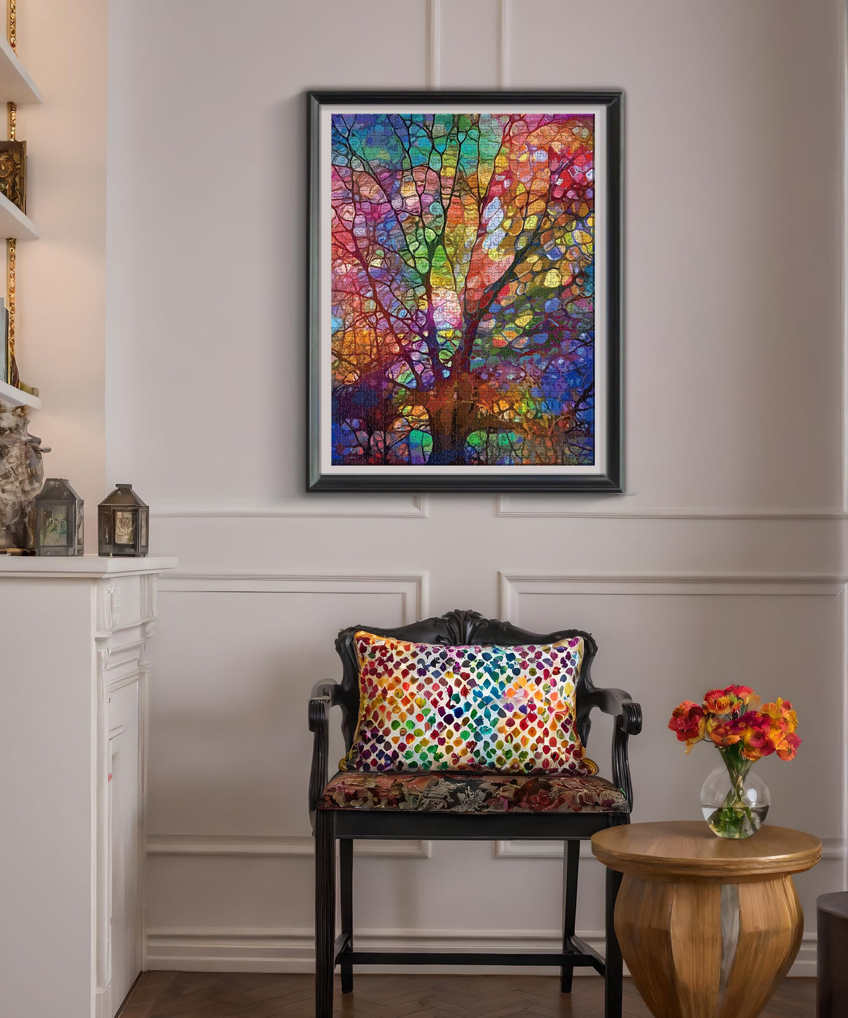 Petrala Jigsaw Puzzles 1000 Pieces for Adults Tree of Life 1000 Piece Puzzle for Adults Colorful Stained Glass Jigsaw Puzzles for Adults Kit with Letters on Back, Fit Together Perfectly Petrala