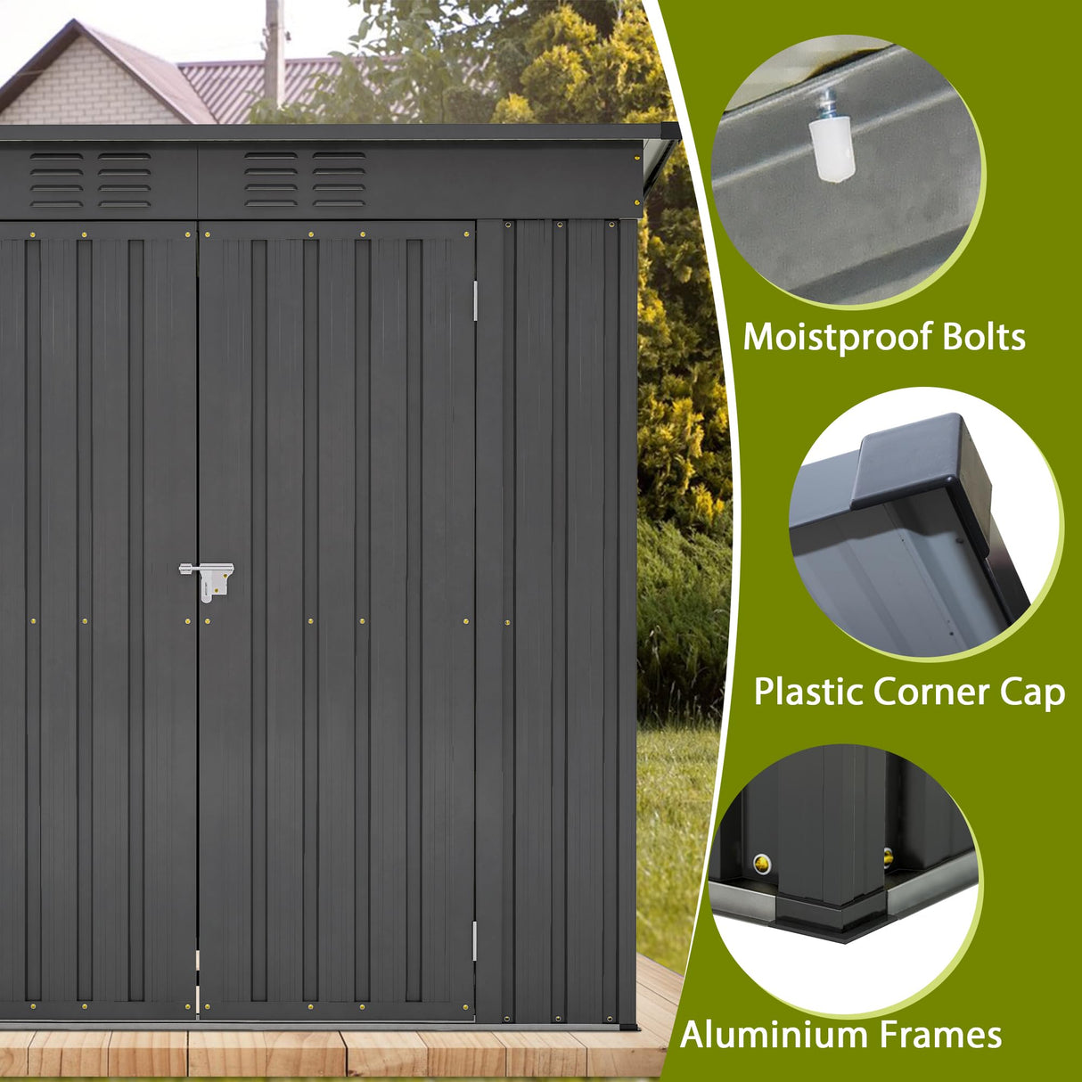 Outdoor Storage Shed, 6 X 4ft Metal Galvanized Steel Garden Shed with Floor Frame, Utility Tool Shed Storage House for Backyard, Patio, Lawn Thanaddo