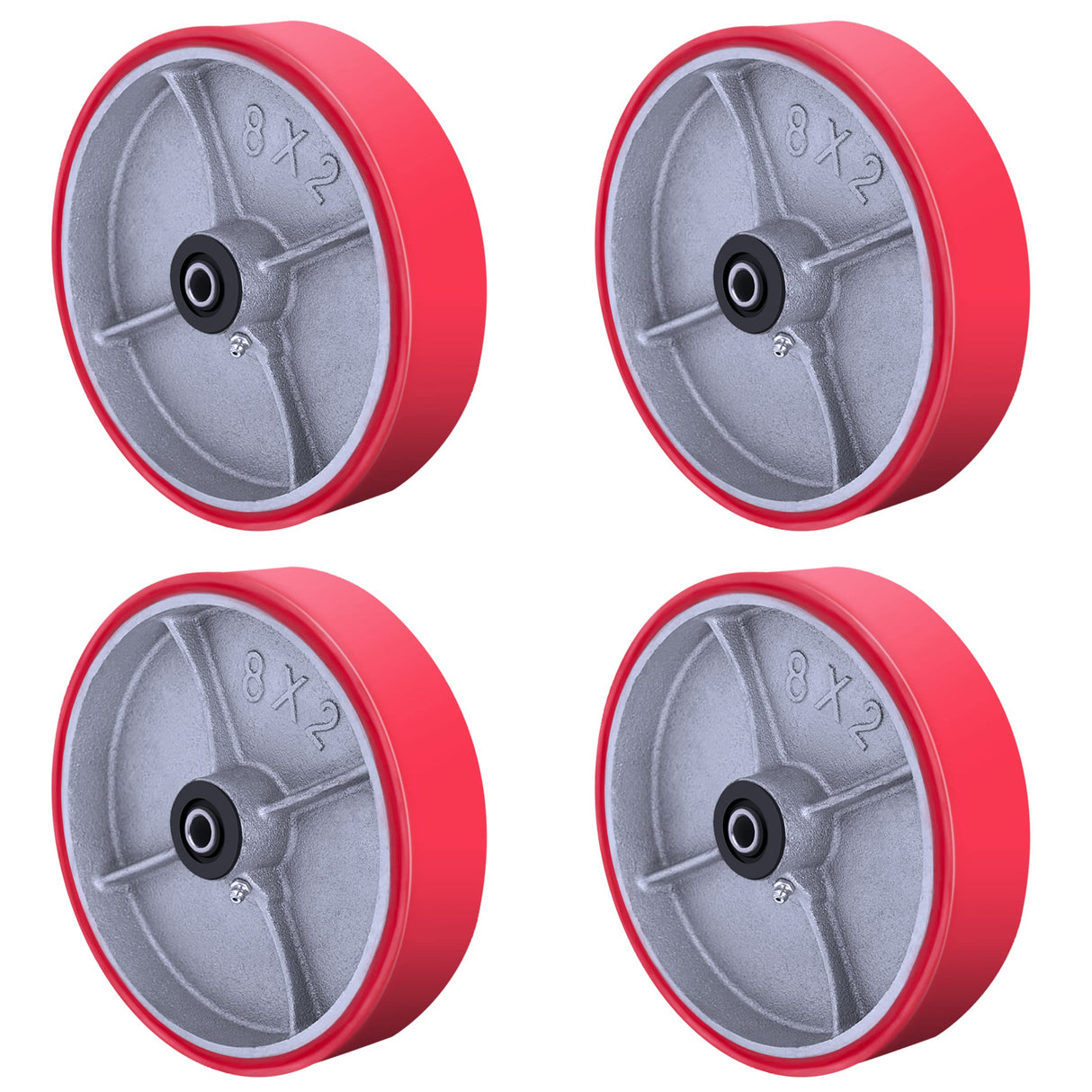 8"X 2" Heavy Duty Casters Wheels - Industrial Caster Wheels Polyurethane Caster Wheel with Strong Load-bearing Capacity 6000 LB, heavy duty casters wheel -set of 4, Widely Used in Tool Box, Trail Jack SY America