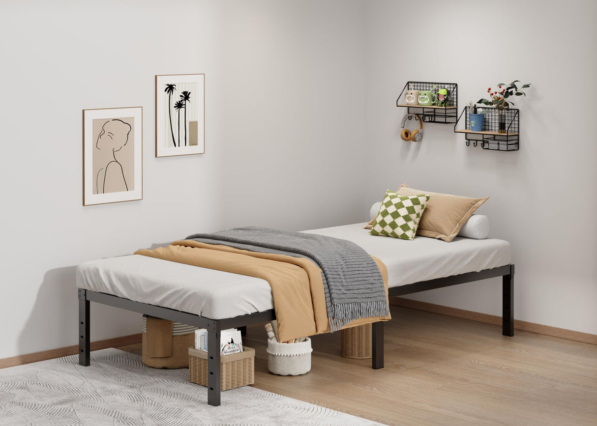 LUMUNANCE Metal Bed Frame Twin Size - 14 Inch Heavy-Duty Twin Platform Bed Frame No Box Spring Needed, Easy Assembly, Noise-Free, Sturdy Mattress Foundation, Underbed Storage Space LUMUNANCE