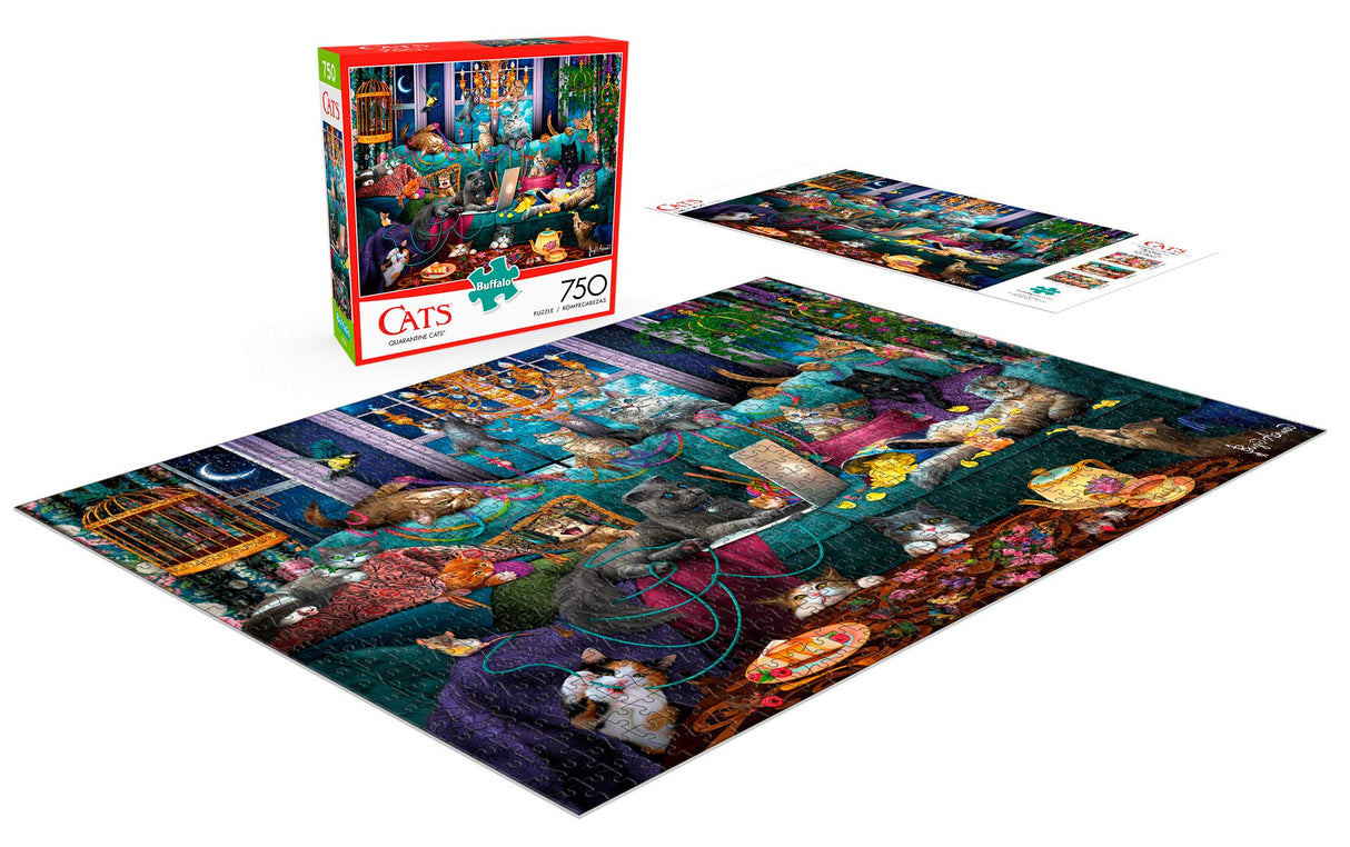 Buffalo Games - Brigid Ashwood - Quarantine Cats - 750 Piece Jigsaw Puzzle For Adults -Challenging Puzzle Perfect for Game Nights - Finished Size is 24.00 x 18.00 Buffalo Games