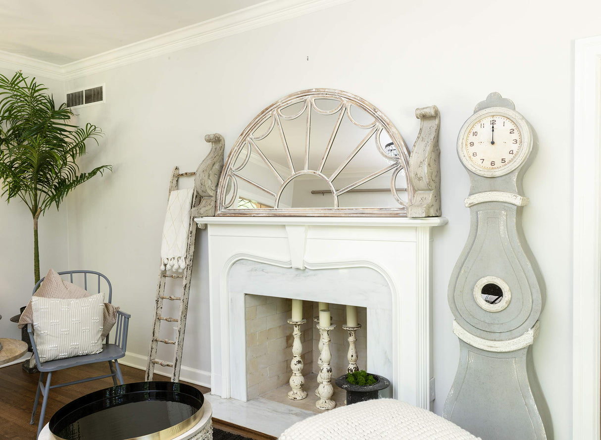 Creative Co-Op Distressed Grey Wood Grandfather Style Wall Clock Creative Co-Op