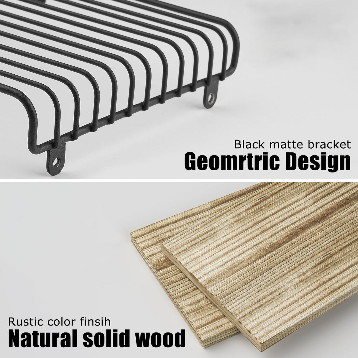 Adowes Modern Geometric Floating Nightstand - 2 Tier Carbonized Black Wall-Mounted Bedside Table Adowes