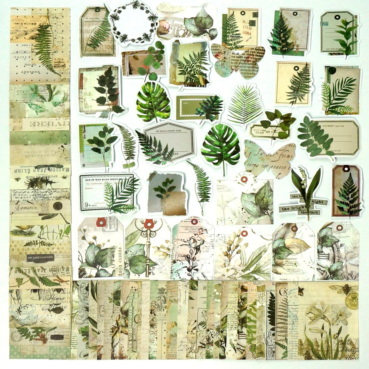 200 Pcs Vintage Ephemera Bundle Junk Journal Kit Scrapbook Supplies Paper Sticker Material Pack Scrapbooking Kit for Art Journaling Bullet Journals Planners Collage Decoupage Crafter Gifts(Greenery) Teniinet