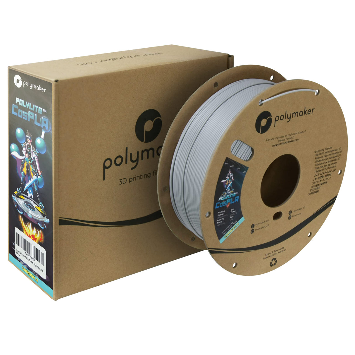 Polymaker Easy to Sand & Paint PLA Filament 1.75mm CosPLA (Version A - Durability with Extra Sand-Ability), PolyLite 3D Printer Filament 1.75mm 1kg 3D Printing PLA Filament Easy Sanding for Cosplay POLYMAKER