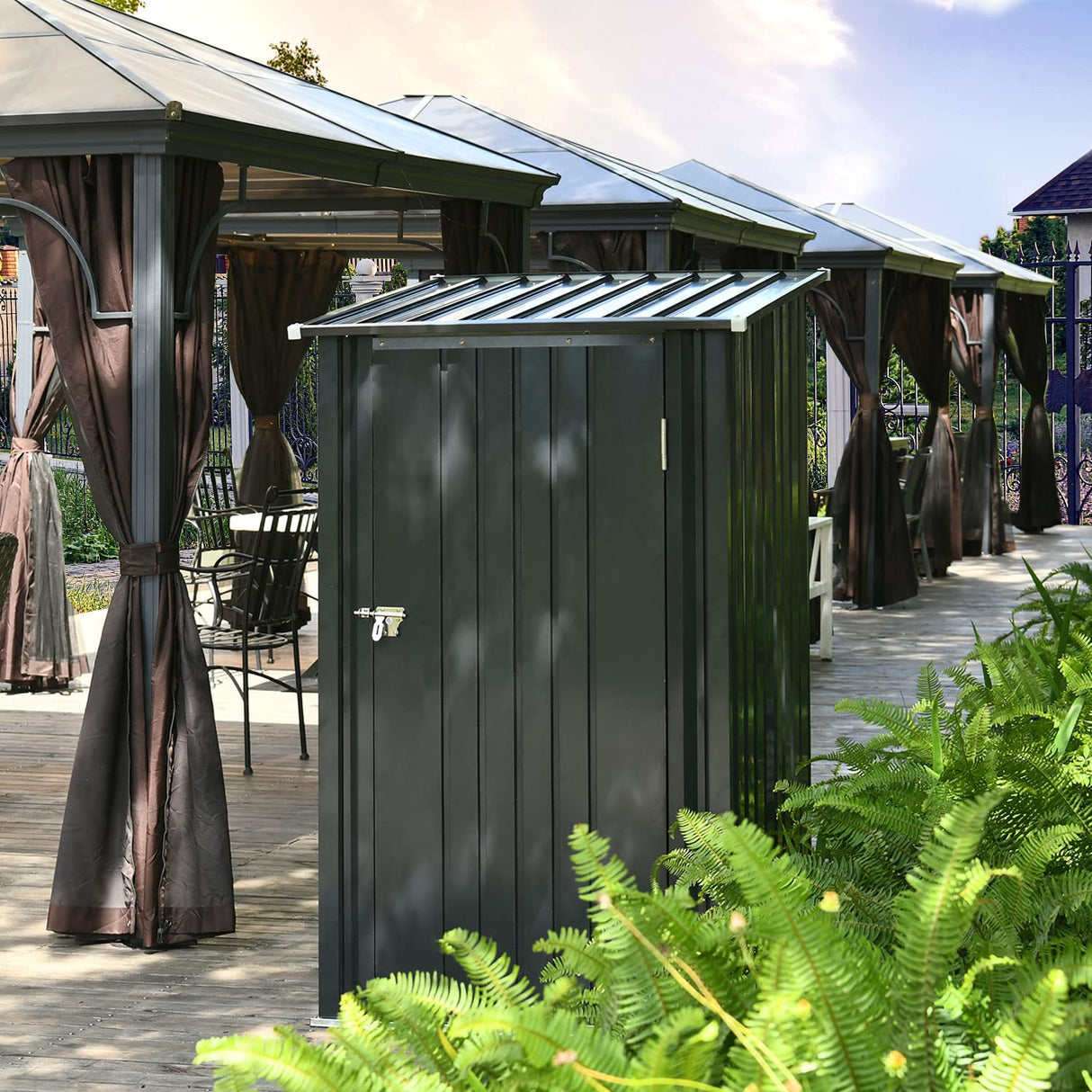 Outdoor Storage Shed, 3 x 3 FT Metal Steel Garden Shed with Single Lockable Door, Small Shed Outdoor Steel Utility Tool Shed for Backyard Patio Garden Lawn, Grey 4ever2buy