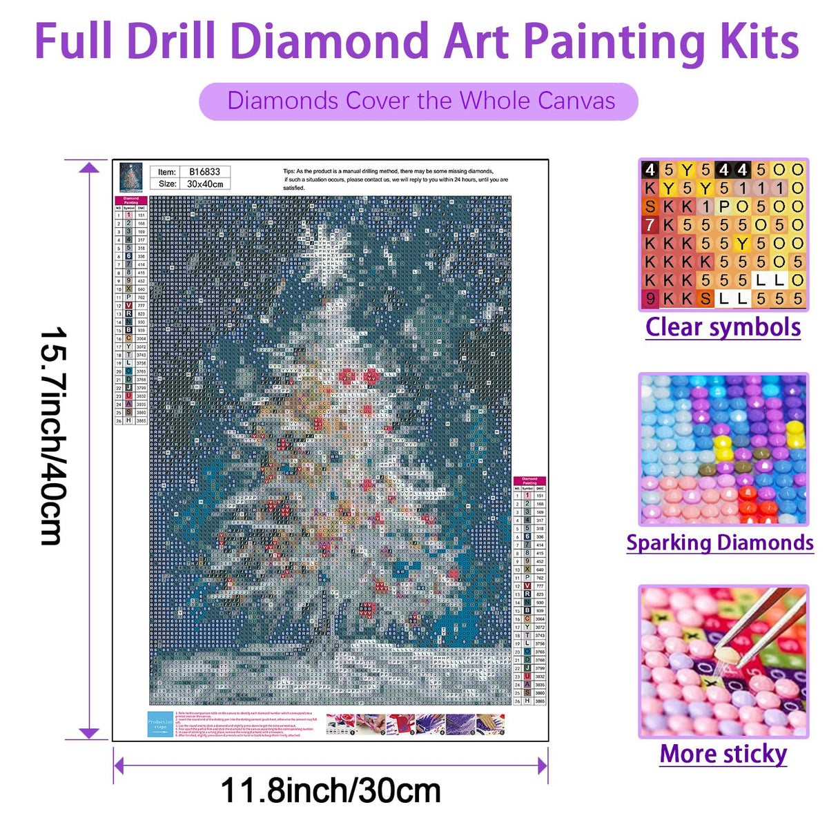 JXDXDJ Christmas Diamond Art Kits for Adults, Winter 5D Diamond Painting Kits for Beginners,DIY Round Full Drill Diamond Dots Gem Art for Adults, Paint by Diamonds Pictures Crafts Home Decor 12x16 in JXDXDJ