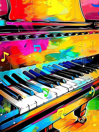 JXAVAXDE 5D Music Diamond Painting Kits for Adults, The Colorful Piano DIY Full Drill Crystal Arts and Crafts, Gem Art Paints Home Wall Decor Gifts 12x16 inch