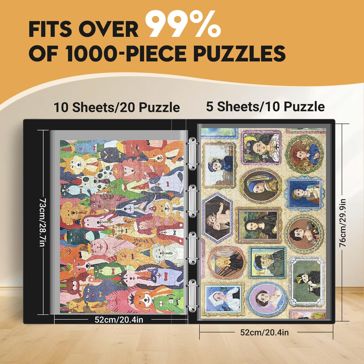 Nariolar 1000-Piece Puzzle Storage Folder: Portable, Large Jigsaw Puzzle Organizer with 15 HD Pockets, Holds 30 Puzzles, Dustproof & Protective Puzzle Accessory Nariolar