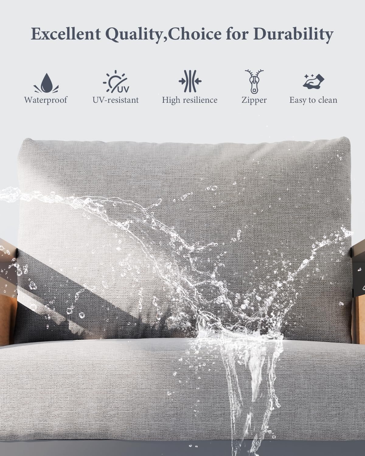 ZANDOR Aluminum Outdoor Patio Furniture Set, 5-Piece Metal Modern Outside Sectional Conversation Lawn Furniture with Coffee Table & Washable Thick Cushions,Seating Sofa for Garden/Backyard/Porch Grey ZANDOR