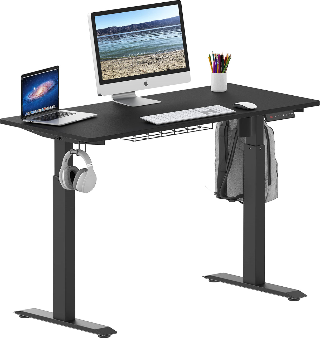 SHW Memory Preset Electric Height Adjustable Standing Desk, 48 x 24 Inches, Black SHW